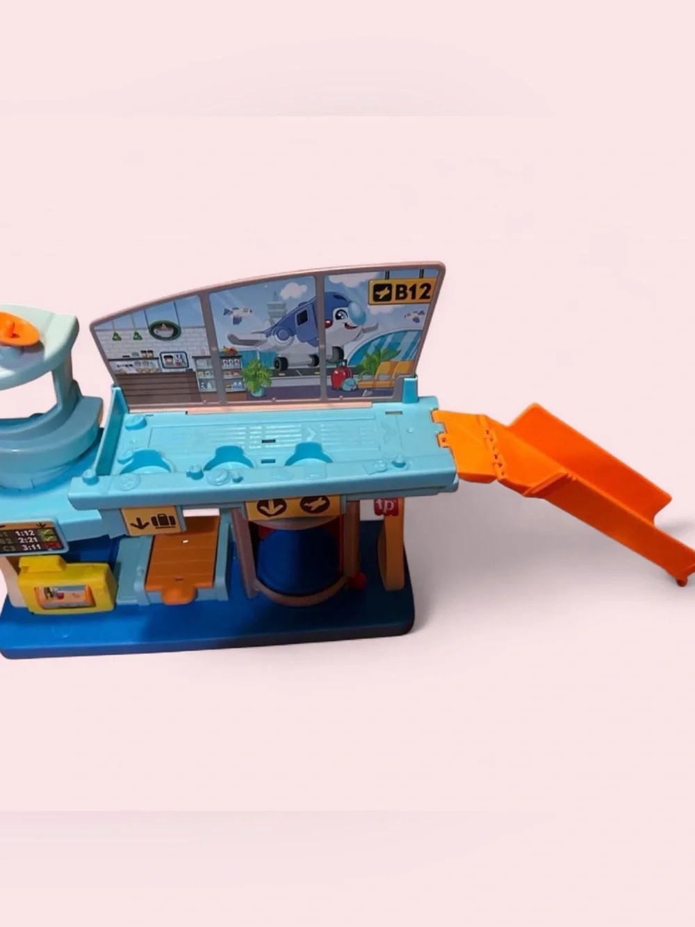 Little people Kids Airport Playset with Blue and Orange Ramp